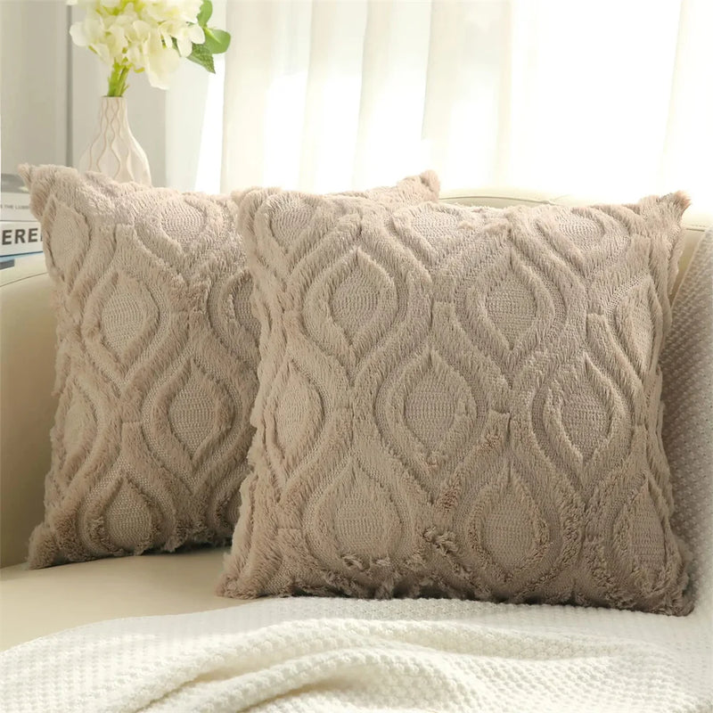 Axyaa Soft Plush Cushion Cover 45x45, Luxury Decorative Pillowcase for Living Room