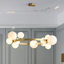 Axyaa Glass Ball LED Chandeliers: Modern Living Room Pendant Lamps, Black Gold Hanging Light Fixtures
