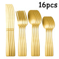 Axyaa Gold Square Handle Cutlery Set - 40pcs Stainless Steel