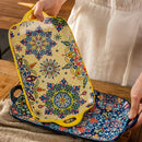 Axyaa Ceramic Fish Dish with Handle: Bohemian Style Rectangular Dining Tray, 12.8-inch
