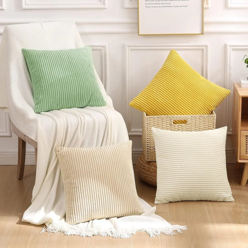 Axyaa Soft Corduroy Cushion Cover 45x45 - Luxury Home Decor Pillow Case