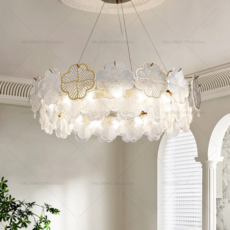 Axyaa Four-Leaf Clover Chandelier: French Light Luxury Design for Elegant Living Rooms