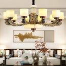 Axyaa Luxe Inlay Copper Chandelier with Marble Jade, Ideal for Living Room, Bedroom and Hall
