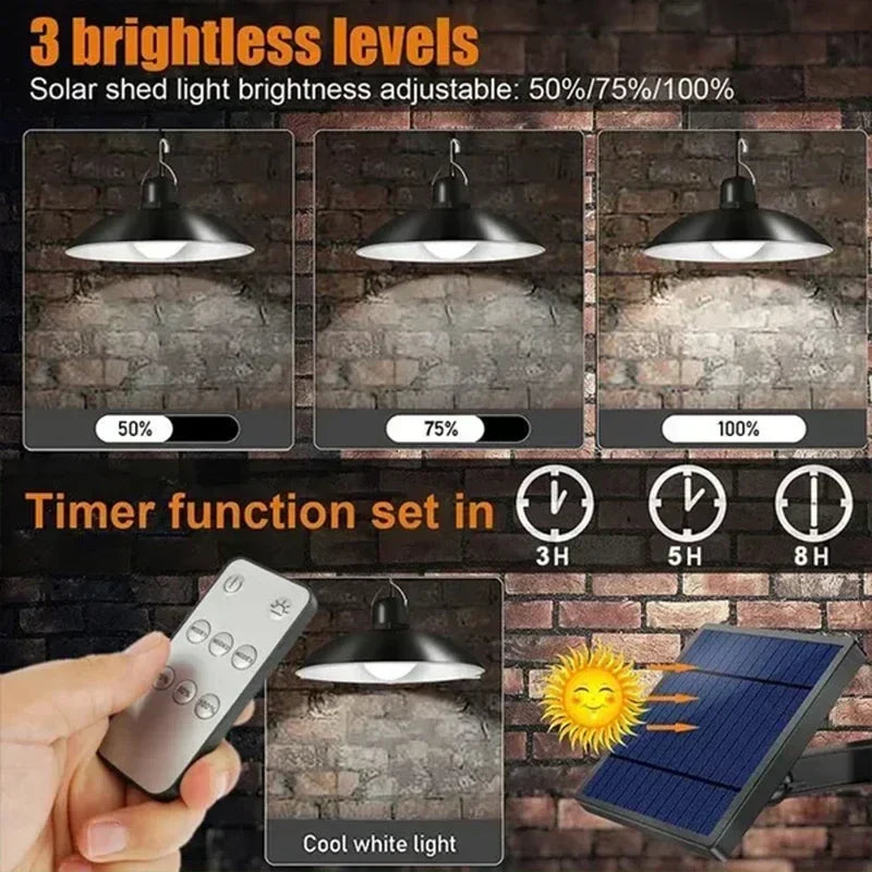 Axyaa Solar Outdoor Pendant Light with Remote Control, Waterproof LED Chandelier