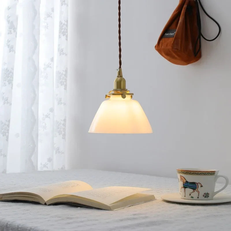 Axyaa Clear Glass LED Pendant Chandelier - Modern Copper Hanging Lamp for Home Decor