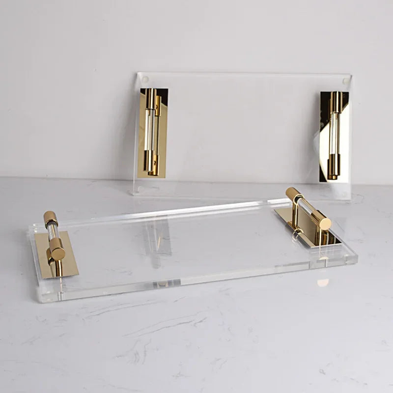 Axya Transparent Acrylic Tray: Elegant Storage Box for Jewelry, Cosmetics, and Decor