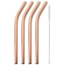 Axyaa Stainless Steel Wide Bent Straw Set with Cleaning Brush