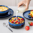 Axyaa Blue Klin Change Glaze Dinnerware Set - 12/18 Piece Plates & Bowls