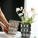 Axyaa Clear Glass Vase Square Hydroponic Flower Pots Floral Arrangement Desk Decor