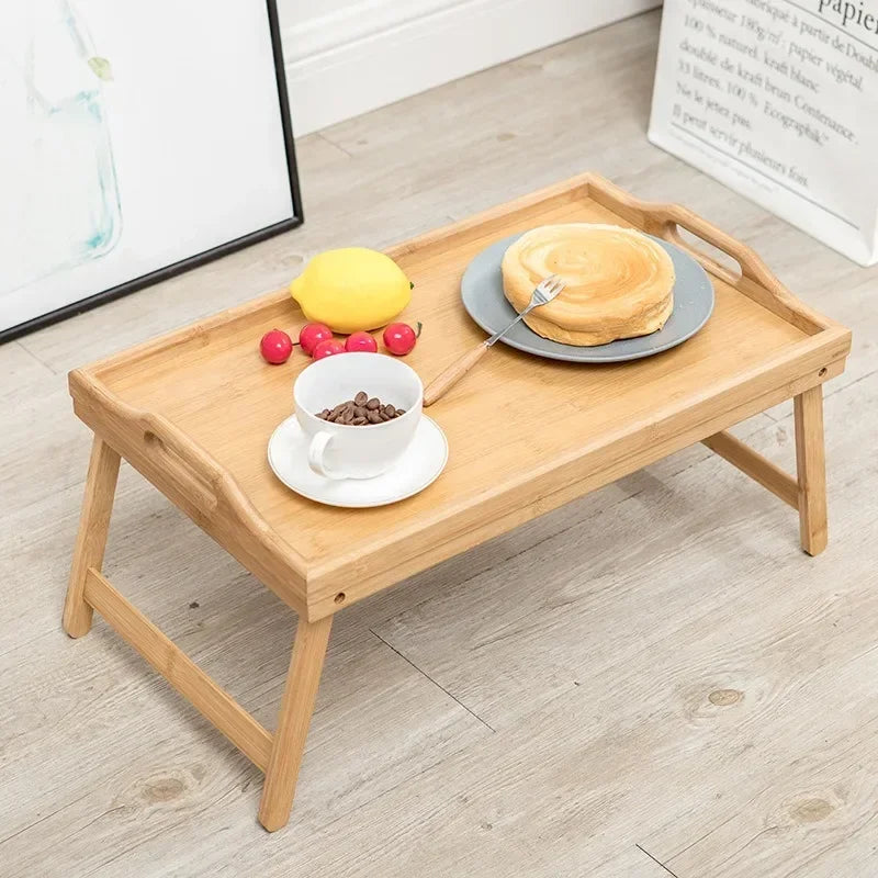 Bamboo Mini Dining Table for Breakfast & Dessert, Axyaa Living Room Bedroom Essential
