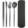 Axyaa Black Gold Stainless Steel Cutlery Set in Storage Box