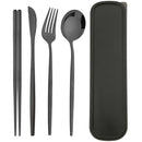 Axyaa Black Gold Stainless Steel Cutlery Set in Storage Box