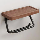 Axyaa Wall-Mounted Black Walnut Bathroom Towel and Toilet Paper Organizer