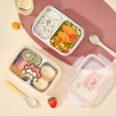Axyaa Stainless Steel Divided Lunch Box Spoon Bento Container, Leak-proof & Heatable.