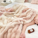 Axyaa Long Fur Rabbit Plush Blanket