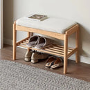 Axyaa Solid Wood Shoe Rack Bench with Cushion - Entryway, Living Room & Bedroom Organizer