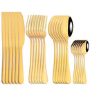 Axyaa Gold Stainless Steel Cutlery Set - 24pc Western Tableware Flatware Kit