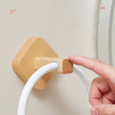 Axyaa Bathroom Towel Ring - Space Aluminum & Solid Wood, Drill-Free Installation