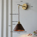 Axyaa Adjustable Wood Copper Wall Light Fixture with Pull Chain Switch