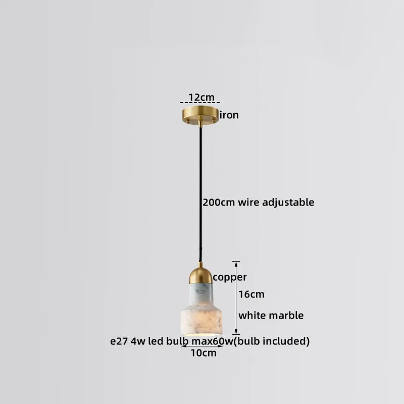 Axyaa Copper Marble LED Pendant Light Modern Design for Dining Living Room