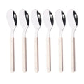 Axyaa Beige Silver Acrylic Handle Cutlery Set Stainless Steel Flatware Mirror Finish