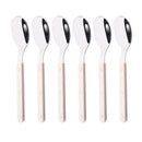 Axyaa Beige Silver Acrylic Handle Cutlery Set Stainless Steel Flatware Mirror Finish
