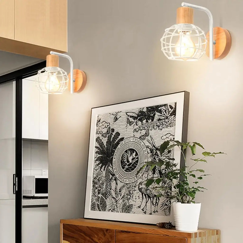 Axyaa Wire Metal Cage Wall Sconce Industrial Rustic Retro Lamp