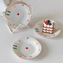 Axyaa 6 Inch Ceramic Cake Plate Dessert Dish in Ins Style Relief Tray