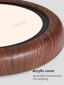 Axyaa Walnut Ceiling Lamp: Modern LED Round Light for Nordic Master Bedroom