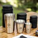 Axyaa Stainless Steel Travel Cups Set - Portable Camping Mugs & Wine Glasses