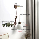 Axyaa Nordic Modern LED Wall Sconce Natural Wood & Ceramic Bathroom Mirror Light
