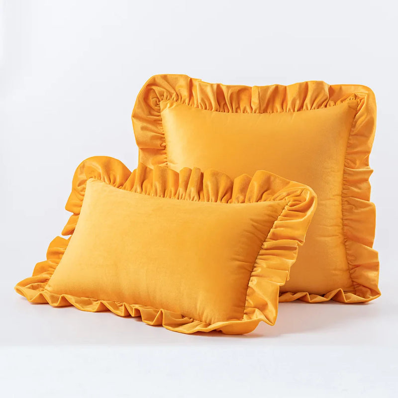 Axyaa Velvet Ruffle Cushion Cover for Home Decor 30x50/45/50cm