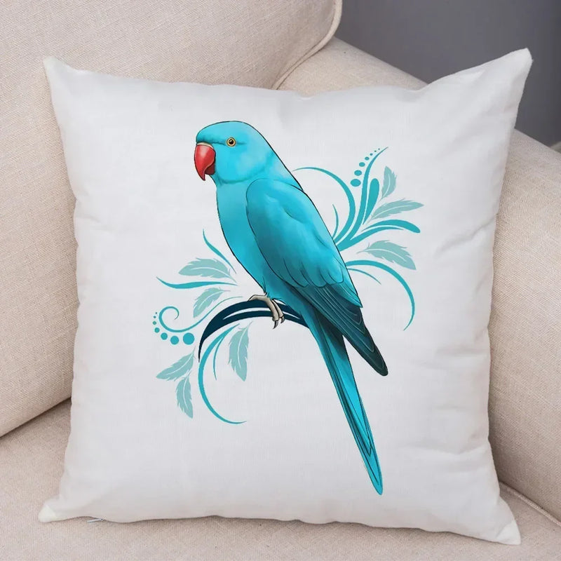 Axyaa Cartoon Parrot Pillowcase with Birds and Flowers 45x45cm
