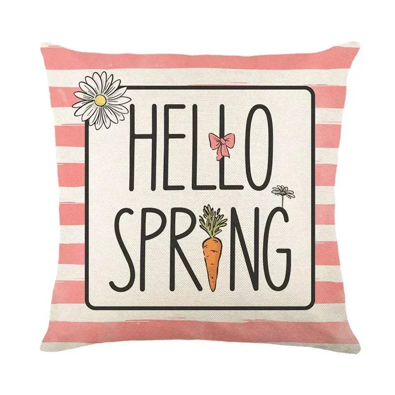 Easter Bunny Eggs Pillowcase 45x45cm Linen Pillow Covers, Axyaa Home Decor Brand