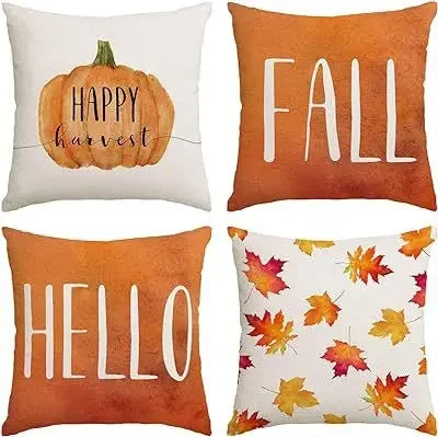 Axyaa Buffalo Check Print Linen Pillow Cover 45x45 for Fall Thanksgiving Decor