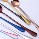 Axyaa Stainless Steel Dessert Spoon Set Swizzle Stir Long Handle Cutlery