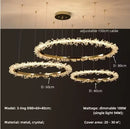 Axyaa Crystal Dimmable Pendant Light: Modern Lustre Circle Hanging Lamp, Gold Finish.
