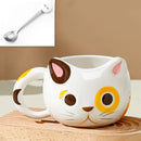 Axyaa Cartoon Cat Ceramic Cup with Spoon | Creative 430ml Coffee Milk Tea Mug
