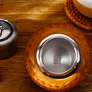 Axya Porcelain Insulation Cup with Stainless Steel Liner and Bamboo Tea Set