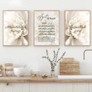 Ayat Al Kursi Quran Canvas Wall Art by Axyaa - Beige Floral Allah Print for Home Decor