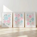 3-Piece Pink & Blue Floral Market Print Set by Axyaa- Modern Gallery Decor