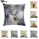 Axyaa Nordic Moose Art Linen Cushion Cover for Home Decor