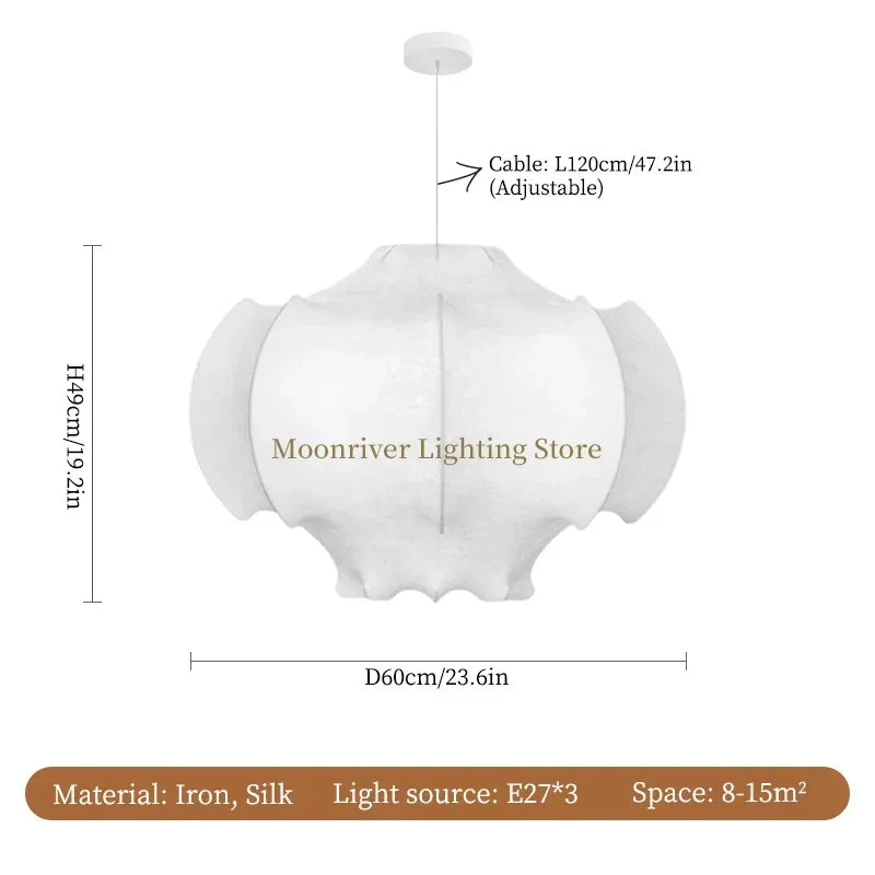 Axyaa Silk Ceiling Lamp: Japanese Wabi Sabi Chandelier for Loft Living Room & Bedroom