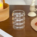 Axyaa Vintage Ripple Glass Cups for Coffee, Juice, Wine - Set of 2