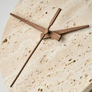 Axyaa Stone Clock LED Wall Light Yellow Travertine Wooden Pointer for Living Room
