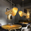 Axyaa Gold Foil Pendant Light: Luxury Nordic UFO Fixture for Designer Living Room