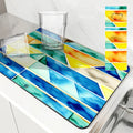 Geometric Color Blocks Kitchen Drying Mat by Axyaa
