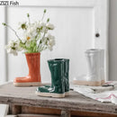 Axyaa Ceramic Boots Vase for Floral Arrangement and Home Decor