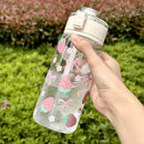 Axyaa Strawberry Bow Flower Straw Water Bottle - Cute Reusable Drinkware