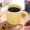 Axyaa 440ml Ceramic Coffee Mug with Handle, Solid Color Irregular Cup Home Breakfast Oat Cup